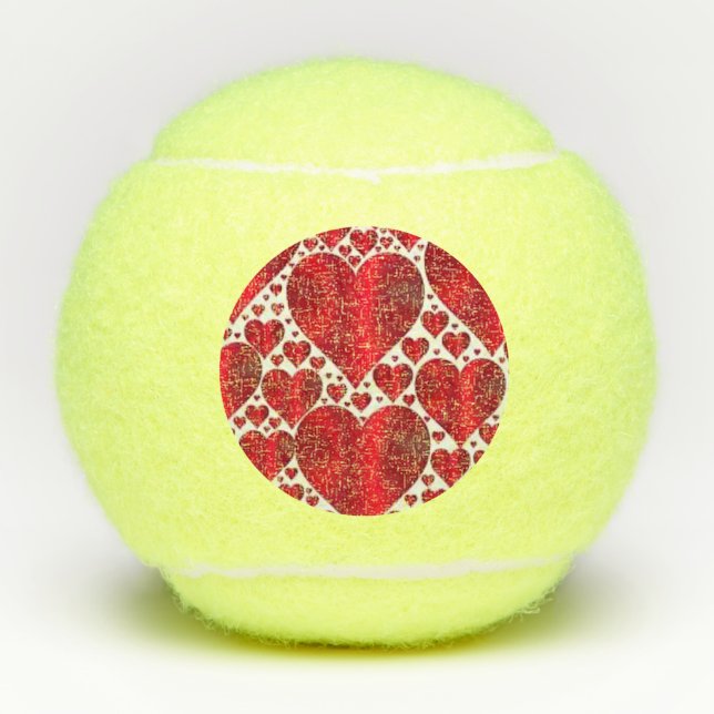 RED HEARTS FOR VALENTINE'S DAY TENNIS BALLS (Front)