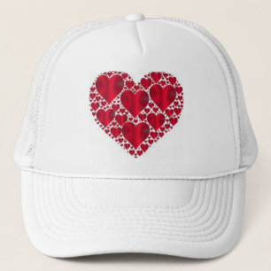 RED HEARTS FOR VALENTINE'S DAY TRUCKER HAT