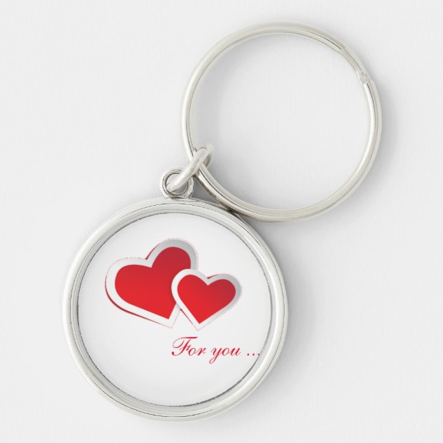 Red Hearts For you ... Personalise Button Keychain (Front)