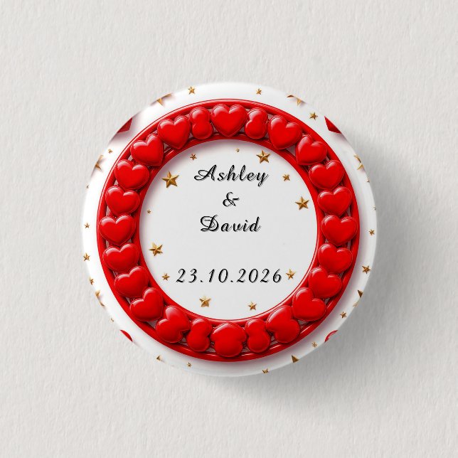 Red Hearts Frame 3 Cm Round Badge (Front)