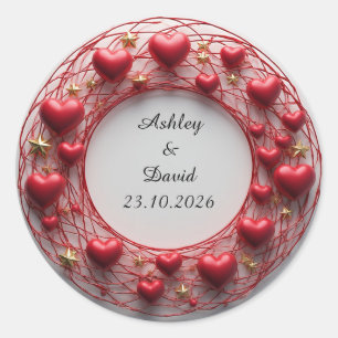 Red Hearts Frame Classic Round Sticker