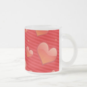 Red Hearts Frosted Glass Mug