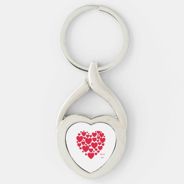 Red hearts, gift key ring (Front)