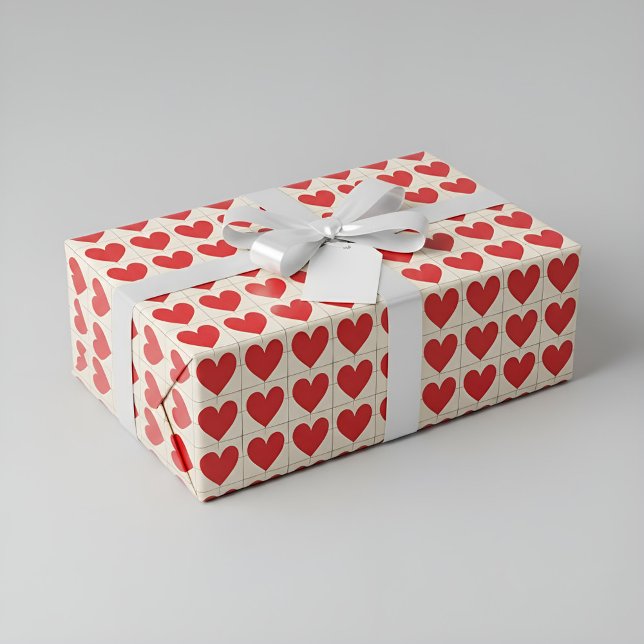 Red Hearts Gift Wrapping Paper Romantic Love Patte (Creator Uploaded)
