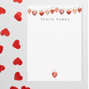 Red Hearts Girland Valentine's Day Personalizable  Card