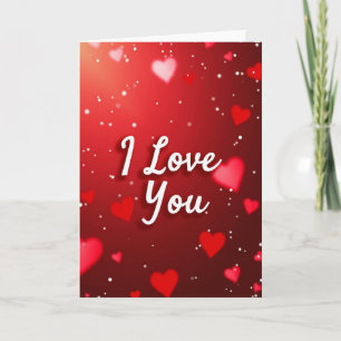Red Hearts Glitter I Love You Card