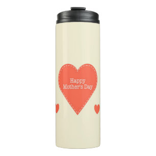 Red hearts happy mother's day cream colour thermal tumbler