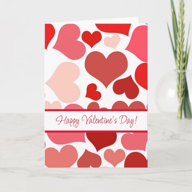 Red Hearts Happy Valentine's Day Card (Front)