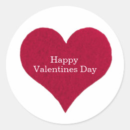 red hearts Happy Valentines day Classic Round Sticker