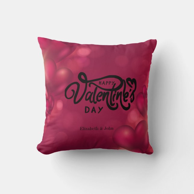Red Hearts Happy Valentine's Day    Cushion (Front)