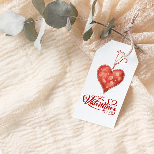 Red Hearts Happy Valentine's Day Gift Tags