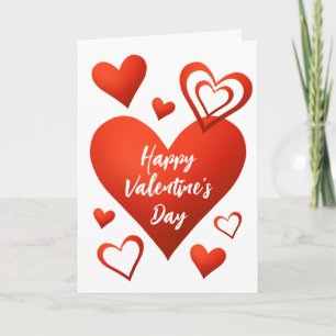 Red Hearts Happy Valentines Day Greeting Card