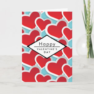 Red Hearts Happy Valentine's Day Holiday Card