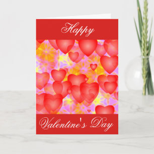 red hearts Happy Valentine's Day Holiday Card