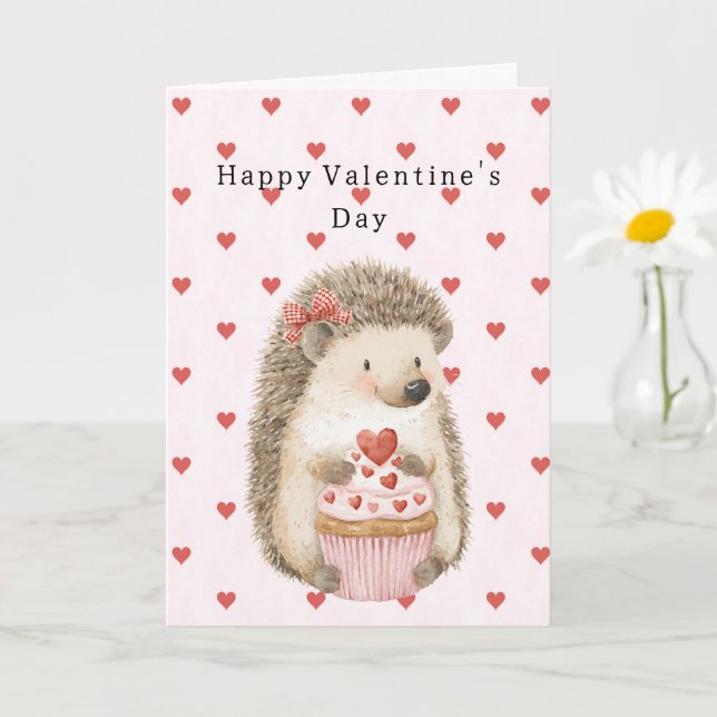 Red Hearts Hedgehog Love Card (Small Plant)