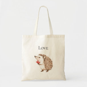 Red Hearts Hedgehog Tote Bag