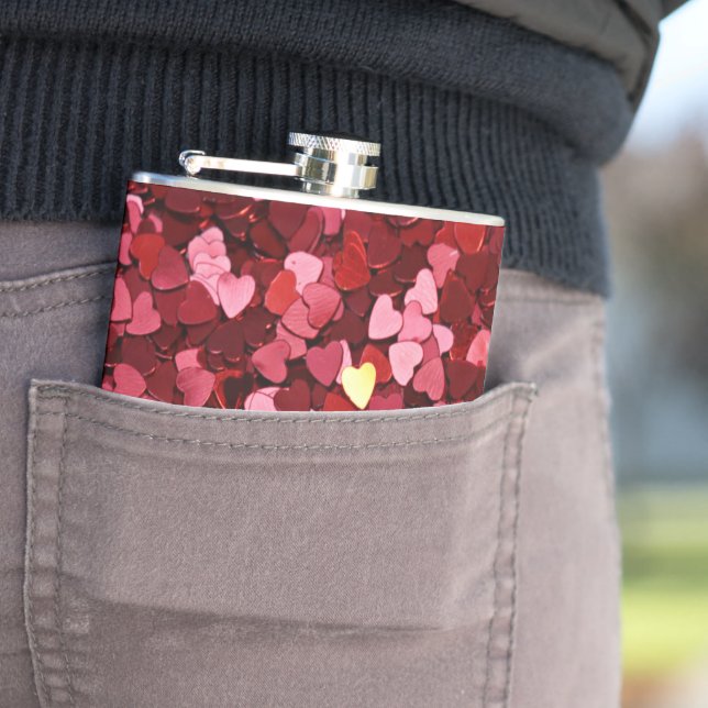 Red Hearts Hip Flask (In Situ)
