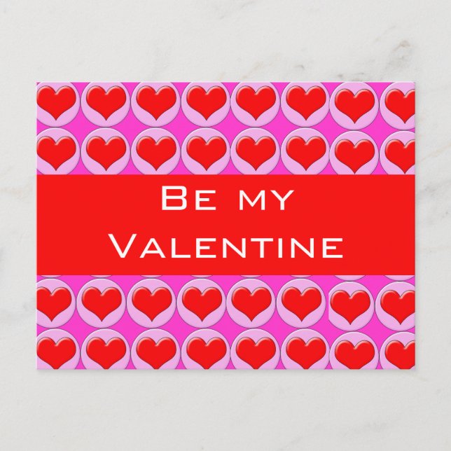 Red Hearts Holiday Postcard (Front)