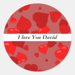 Red Hearts, I love You David Classic Round Sticker