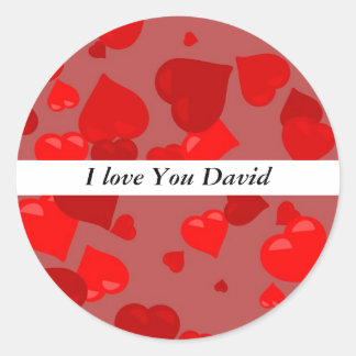 Red Hearts, I love You David Classic Round Sticker