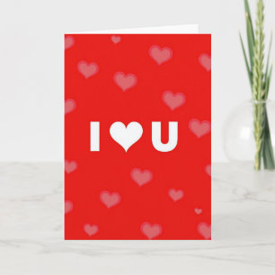 Red Hearts I Love You Print Card