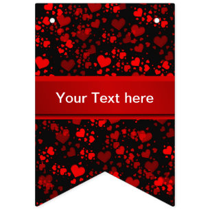 red hearts in black and template text bunting