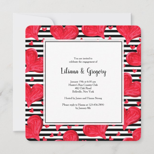 Red Hearts Invitation (Front)