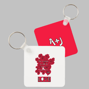 Red hearts key ring