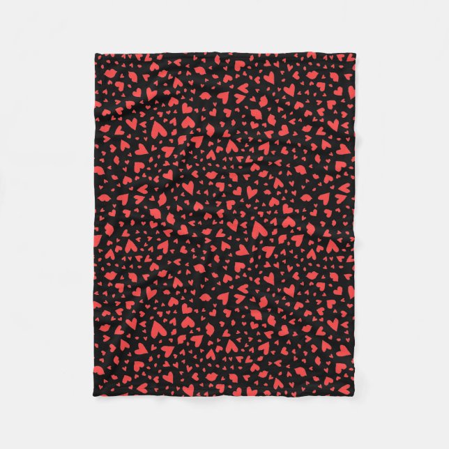 Red Hearts & Kisses Fleece Blanket (Front)