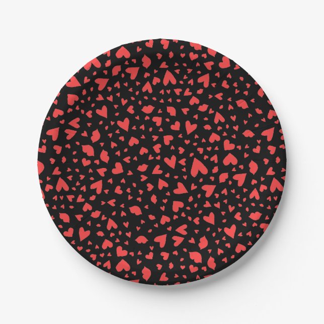 Red Hearts & Kisses Paper Plate (Front)