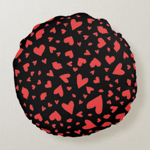 Red Hearts & Kisses Round Cushion