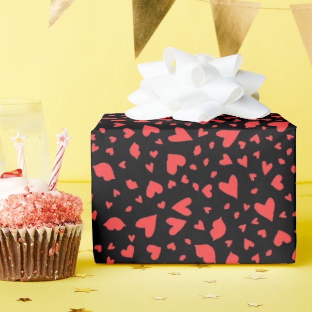 Red Hearts & Kisses Wrapping Paper (Birthday Party)