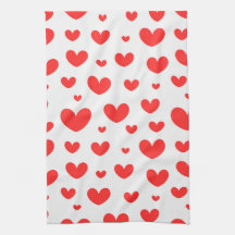 Red hearts Kitchen Towels
