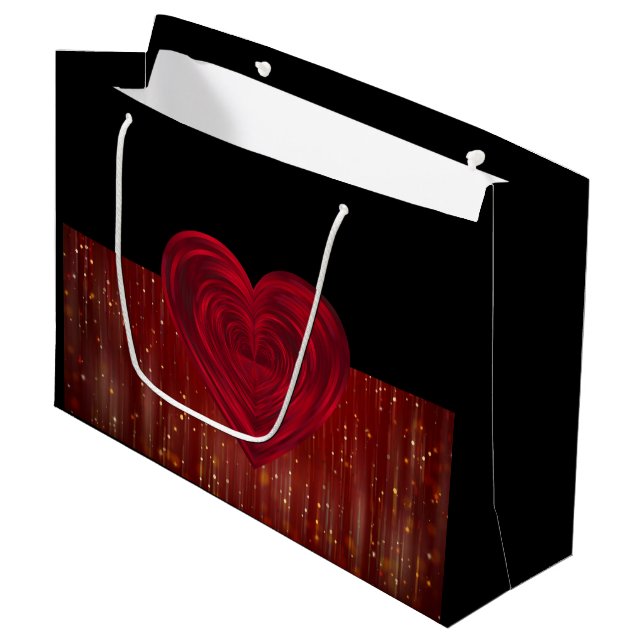 Red Hearts Large Gift Bag (Front Angled)
