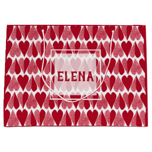 Red hearts large gift bag