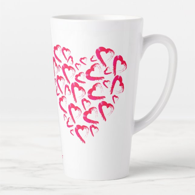Red Hearts Latte Mug  (Right)