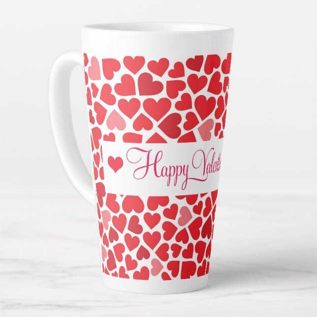 Red Hearts Latte Mug (Left Angle)