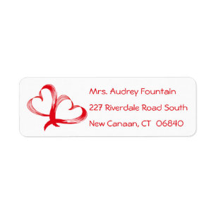 Red Hearts Love Address Wedding, Bridal Shower