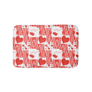 Red hearts, love. bath mat