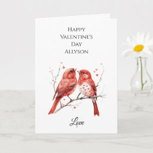 Red Hearts Love Birds Card