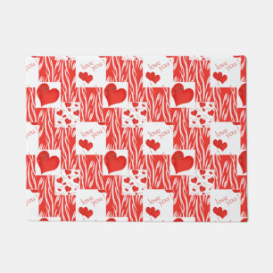 Red hearts, love. doormat