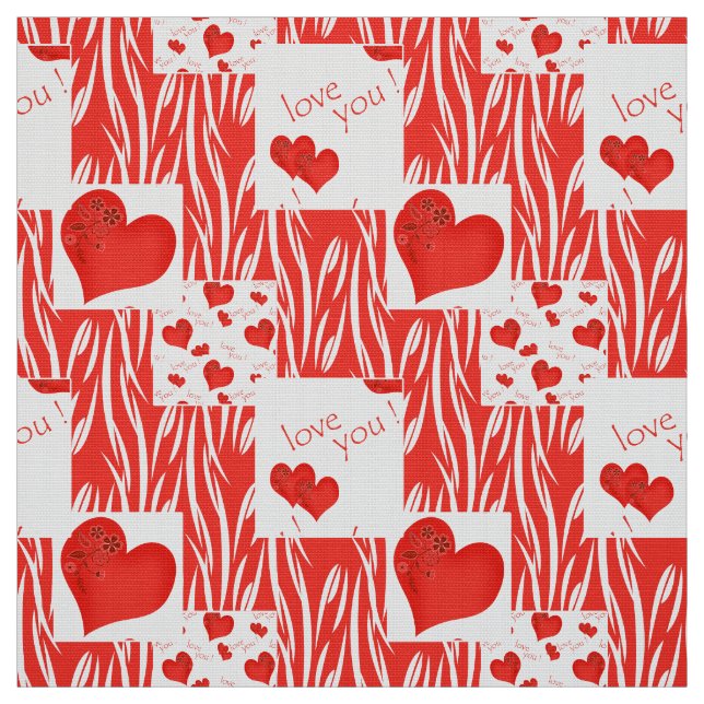 Red hearts, love. fabric (Swatch)