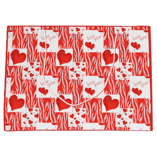 Red hearts, love. large gift bag