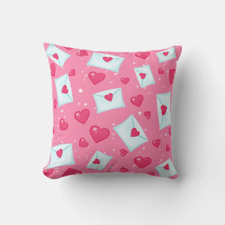 Red Hearts Love Letters Pattern Cushion