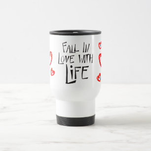 Red Hearts Love Life Happiness Attitude Quote Travel Mug