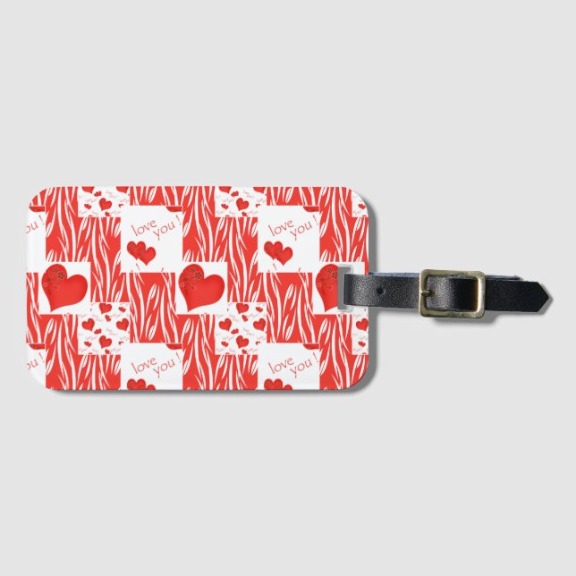 Red hearts, love. luggage tag (Front Horizontal)