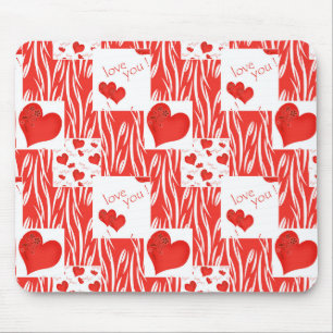 Red hearts, love. mouse mat
