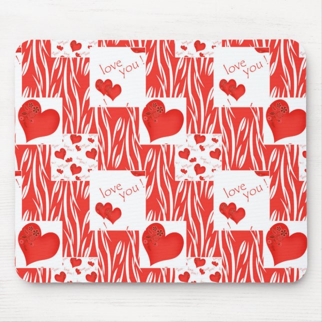 Red hearts, love. mouse mat (Front)