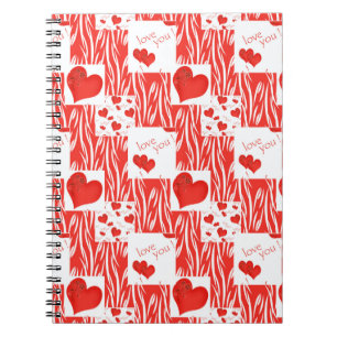 Red hearts, love. notebook