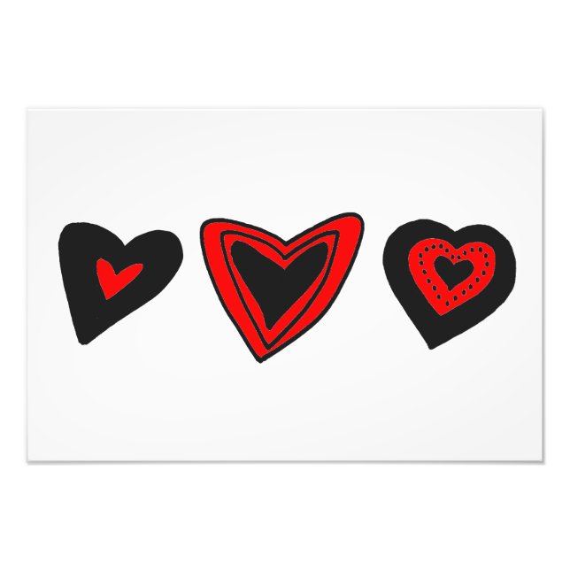 Red Hearts, Love, Romance, Valentine's Day Photo Print (Front)